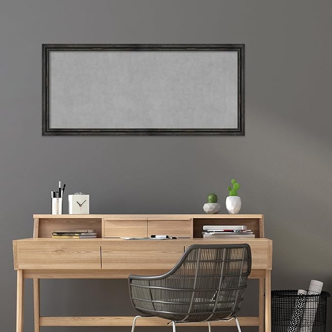 Amanti Art Black Framed Magnetic Board 23x51 Oversize Vision Board for use with Magnets, 100% Metal Sheet to Display Items as Office Decor or for Home Organization in mudroom, Kitchen or Kids Room