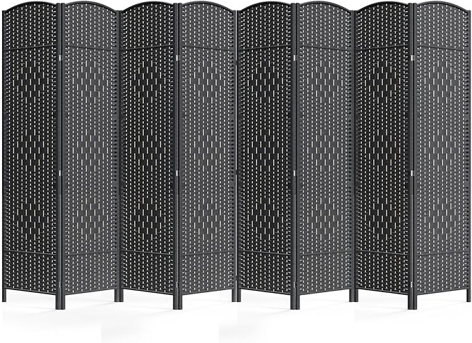 Cocosica 8 Panel Room Divider,6Ft Folding Privacy Screen,Tall - Extra Wide Foldable Panel Partition Wall Divider with Diamond Double-Weaved Hand-Woven Design Room Screen Divider