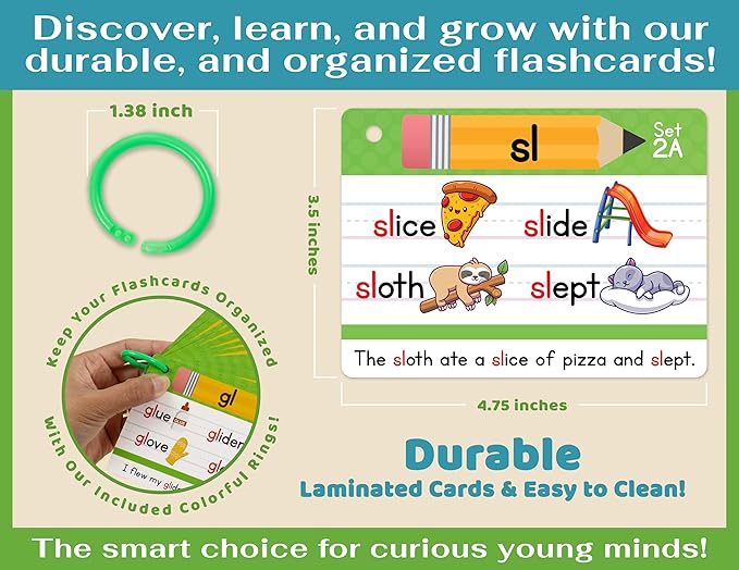 Bright Seed Phonics Flash Cards - Learn to Read in 20 Phonic Stages - Digraphs CVC Blends Long Vowel Sounds – Phonics Games for Kids Age 4-8 Kindergarten First Second Grade Home School Educational