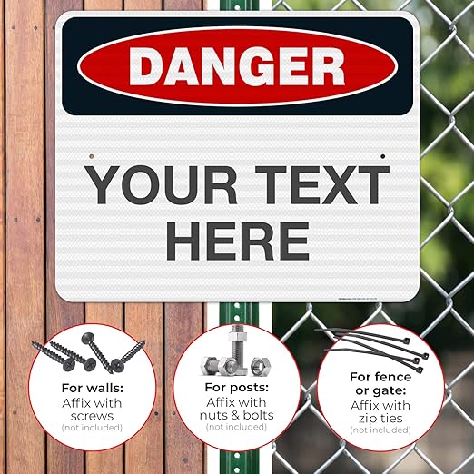 Custom Danger Sign, OSHA Sign, 24x30 Inches, 3M EGP Reflective .080 Aluminum, Fade Resistant, Indoor/Outdoor Use, Made in USA