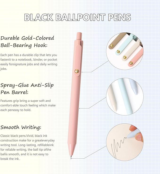 CRYLLIS Gel Pens,12 Pcs Black Ink Pens,Smooth Writing Nursing,Fine Point (0.5mm),Office Supplies Pack,Quicky Dry,Cute Pen For Teen Girls, Desk Accessories For Women,Valentines Party Favors