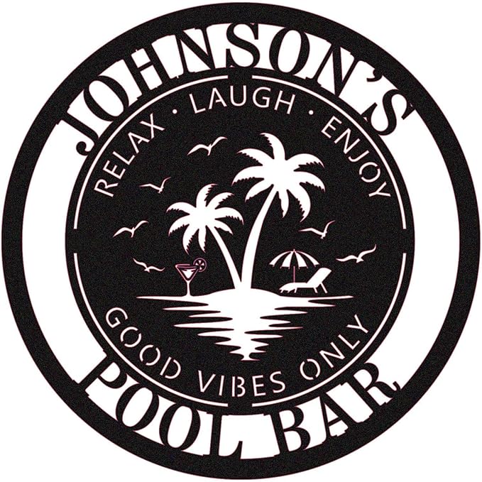 Personalized LED Metal Pool Bar Sign, Poolside Neon Bar Signs for Outside, Pool Signs Outdoor, Outdoor Pool Patio Decor,Pool Tropical Coastal Decor