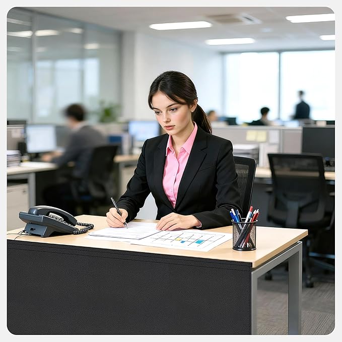 EcoBrisa 48" Under Desk Privacy Panel Self-Adhesive Modesty Panel Stand Up Desk Modesty Panel for Home Office or Standing Workstation, Black