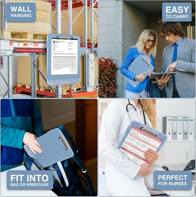 Sooez Clipboard with Storage, High Capacity Nursing Clip Board 8.5 x 11 with Pen Holder & Low Profile Clip, Plastic Clipboards Case Box, Teacher Must Haves School Office Supplies,Letter Size/ A4
