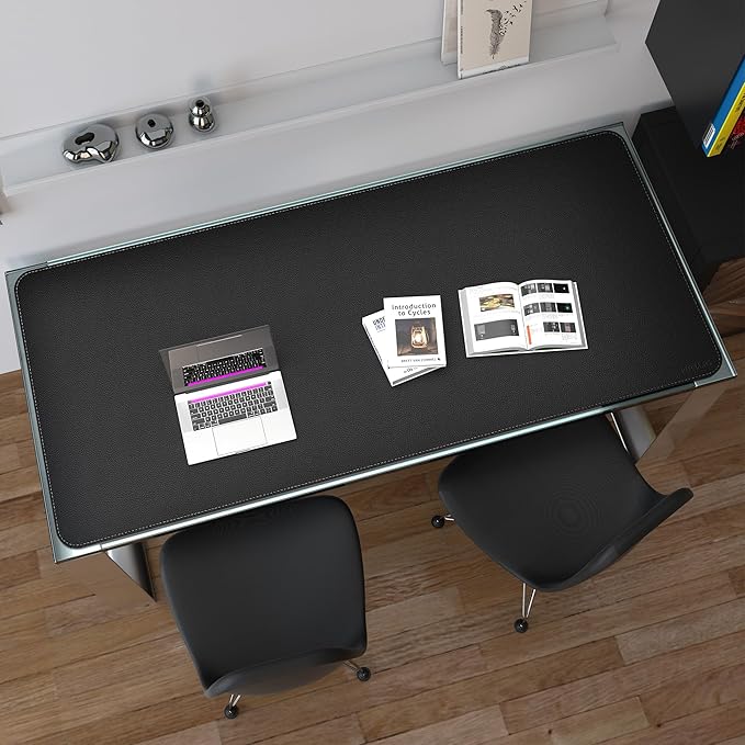 Mydours 79" x 36" Extra Large Desk Pad XXL, Desk Protector Mat with PU Leather, Mega Desk Blotter Mat for Office, Home, Dinner, Full Desk Pad for Keyboard and Mouse (Black)