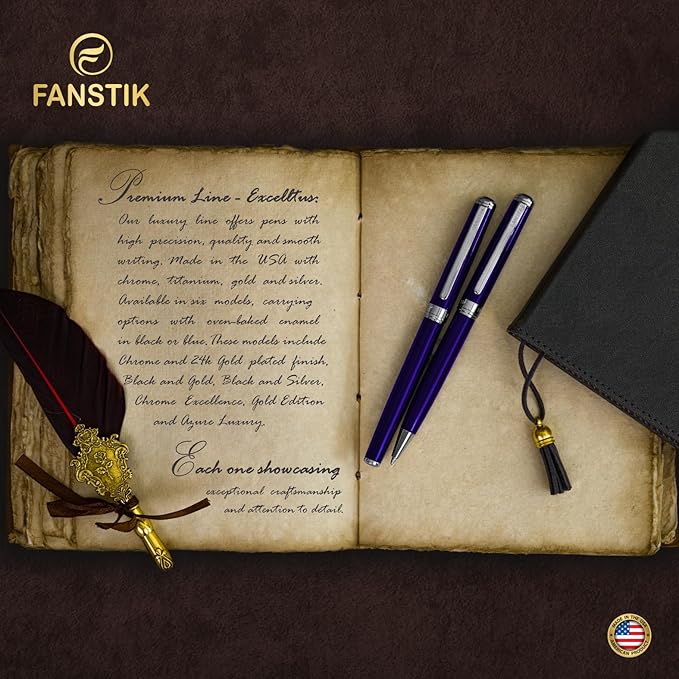 FANSTIK Customized Luxury Rollerball pen, fancy gift set for women, Professional executive pen gift set for men and Woman (B Lux RollerBall Set)