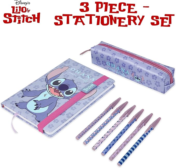 Disney Stitch Stationery Supplies Set Notebook Pencil Case & Ballpoint Pens or Notepad Coloring Pencils & Accessories for Home or Office