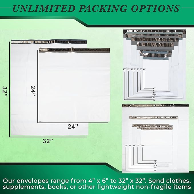 100 Pack Secure Seal White Poly Mailers - 6x9 Safe Shipping Bags - E-Commerce Self Sealing 2 Mil Poly Envelopes