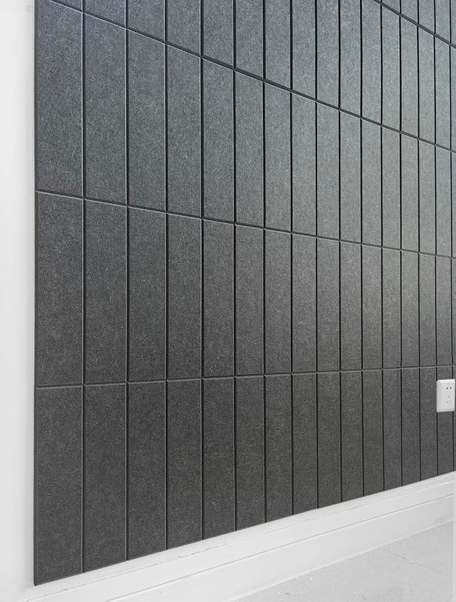 DECORITA Felt Bulletin Board Tiles | Modern Cork Board Alternative | Large Cork Boards for Walls | Aesthetic Felt Wall Panels for Office & Home Decor | Pinboard & Photo Board (24-Pack) | Gray Black