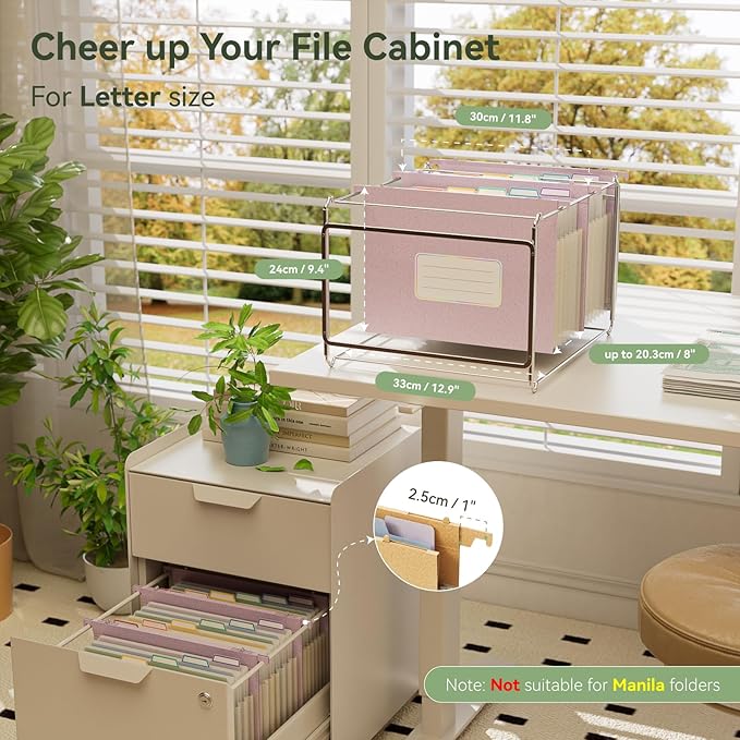 EcoStash Wheat Straw Expanding Hanging File Folders,1.2" Accordion Pockets File Organizer, Large Capacity, Letter Size for Filing Cabinet, 100% BPA Free, Return to Nature, Healthy Living-3 Packs