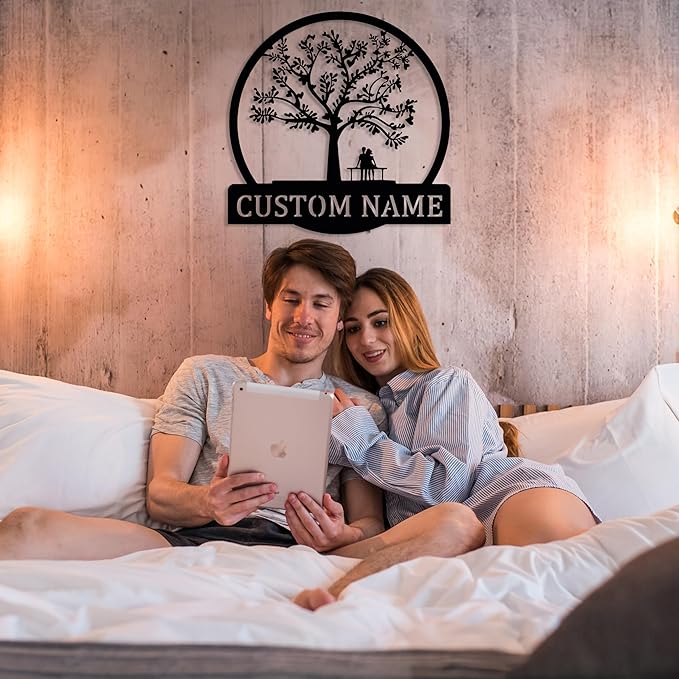 Personalized Valentines Metal Wall Sign, Custom Infinity Heart Love Couple Name Sign, Valentine's Wedding Gifts for Couples, Metal Engagement Sign, Home Decoration, Gift for Anniversary