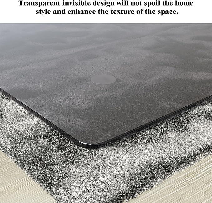 Koonmi Tempered Glass Chair Mat for Hardwood Floors & Carpets, 46" x 55“ Grey Heavy Duty Office Floor Protector, Scratch & Dust Concealing, Noise-Free for Home Office Desk