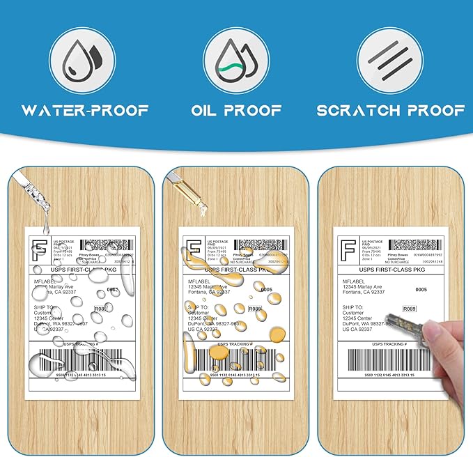 MFLABEL 4x6 Thermal Shipping Labels - 4 Rolls of 250, Perforated & Smudge-Proof Direct Thermal Labels Compatible with Rollo, Zebra, for Amazon UPS FedEx Shopify