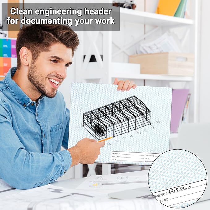 1 Pack 50 Sheets 8.5" x 11" Isometric Graph Paper Pad Landscape for 3D Designs Architecture Landscaping Engineering Drafting (Landscape)