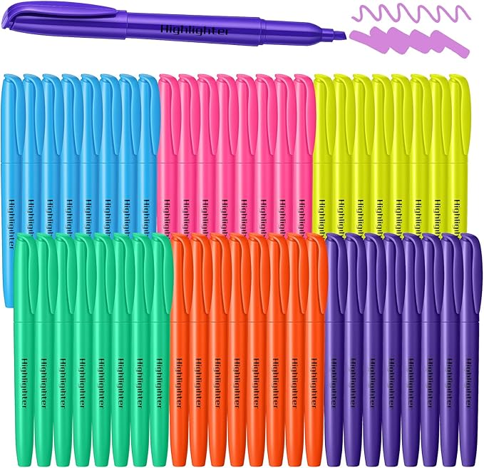 Meyeyaia 150 Count Highlighters Assorted Colors Bulk 6 Colors Highlighter Markers Chisel Tip Fluorescent Pens Dry-Quickly for Home Office