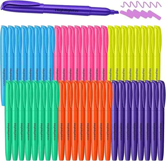 Meyeyaia 150 Count Highlighters Assorted Colors Bulk 6 Colors Highlighter Markers Chisel Tip Fluorescent Pens Dry-Quickly for Home Office