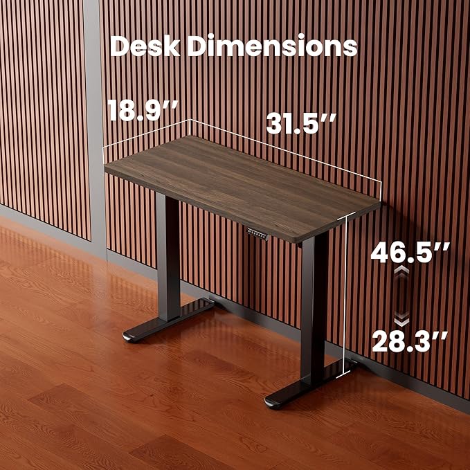 ErGear Height Adjustable Electric Standing Desk, 31.5 x 18.9 Inches Sit Stand up Desk, Memory Computer Home Office Desk with Two-Piece Desktop (Espresso)