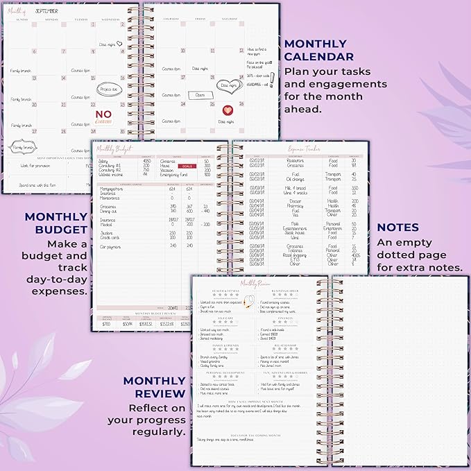 PLANBERRY Large Hourly Schedule Planner Premium – Undated Organizer for Productivity, Time Management & Budget, 8x10.4″ (Wild Purple)