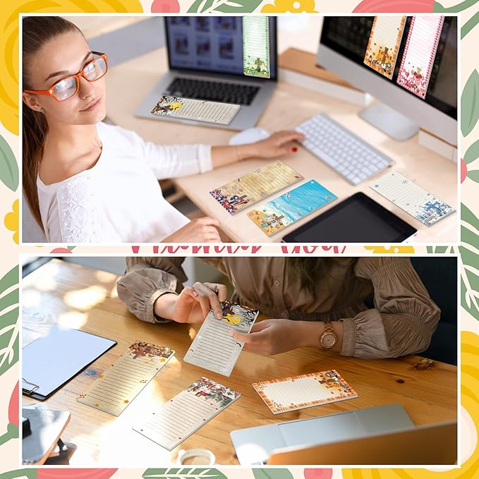 Eaasty 12 Pcs Seasonal Holiday Magnetic Notepads for Refrigerator Cross Monthly Magnetic Grocery List 9 x 3.5" Magnet Memo Pads 30 Sheet Per Pad Shopping to Do List for January to December