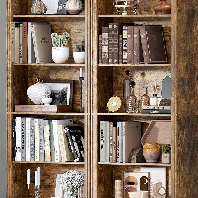 BORNOON 75" Tall Bookshelf, 6-Tier Floor Standing Bookcase with Adjustable Shelves, 24" Wide Open Storage Shelf, Modern Display Organizer for Home Office, Living Room, Bedroom, Study