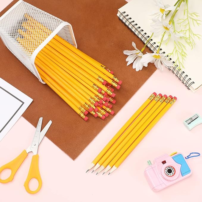 Zhehao 1200 Pcs #2 HB Pencils Yellow Pencils, Wood Cased Unsharpened Graphite Wood Pencils with Eraser for Office Supplies