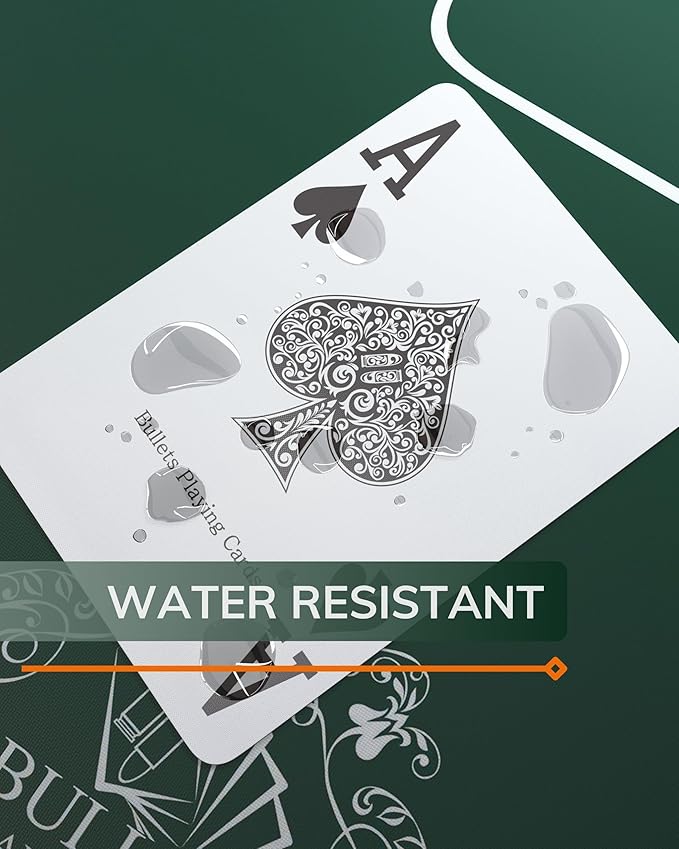 Bullets Playing Cards | Waterproof Plastic Playing Cards – 2 Decks Poker Size with Jumbo Index, Smooth Front & Easy-Grip Back – Ideal for Texas Hold’em, Casino & Camping