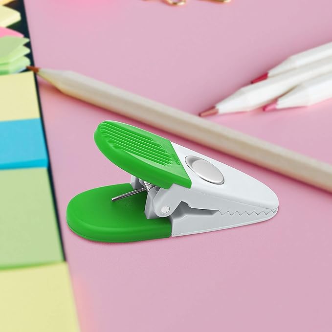 50 Magnetic Memo Holders Set - Customizable Text, Logo - Large Clip, Plastic - White Green