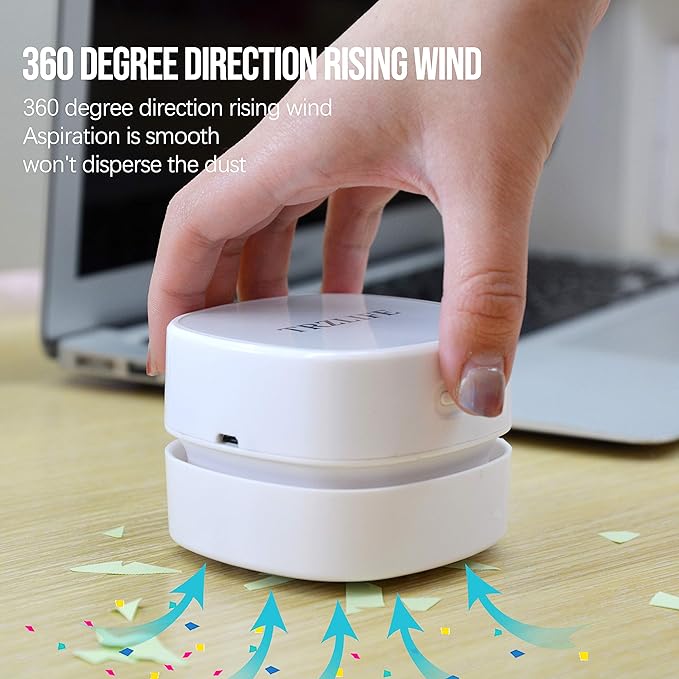 TRZLIFE Desk Vacuum Cleaner, Upgraded Mini Desktop Vacuum AA Battery More Durable Desk Accessory Sucks up Tiny Items and Crumbs from Desktop Drawer Countertop Ideal as a Valentine's Day Gift