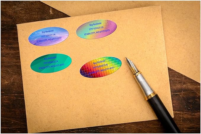 Made in USA Custom Return Address Stickers Labels Customized Mailing Label for Envelopes, Personalized Self Adhesive Flat Sheet Oval Labels