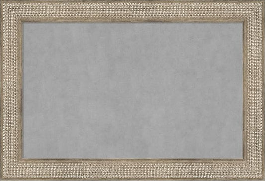 Amanti Art Silver Framed Magnetic Board 26x38 Large Vision Board for use with Magnets, 100% Metal Sheet to Display Items as Office Decor or for Home Organization in mudroom, Kitchen or Kids Room