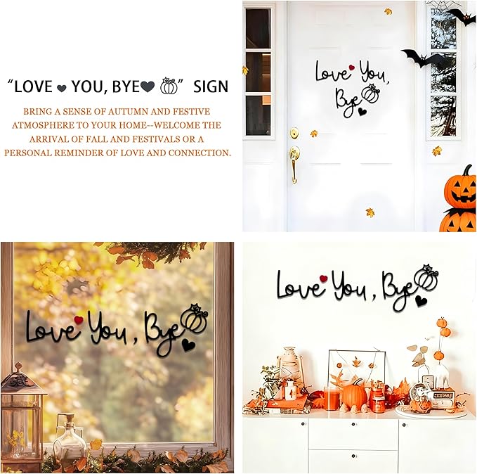 Love You Bye Wood Sign,Fall Decoration for Home&Halloween Decoration Fall Decor Autumn Wall Decor Wooden Pumpkin Sign forHallway Entryway Door,Porch,Fireplace Mantel Thanksgiving Farmhouse Living Room