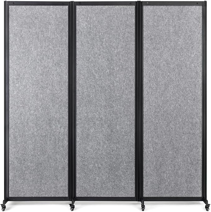 Strongbird Room Partition,Office Divider,Portable Commercial Screen Dividers,Privacy Partition Separator,Classroom School Dividers,6'4"L* 6'7"H,3 Panel,Light Grey