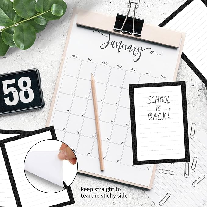 SXboxing Sticky Notes 4X6 Inches, 2 Pack Large Cute Self-Stick Pads, Bright Funny Memo Pads Easy to Stick for Home, Office Luxury Black Leopard
