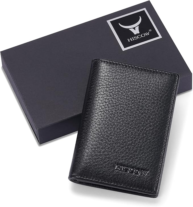 Leather Business Card Case Holder for Men & Women, Italian Calfskin