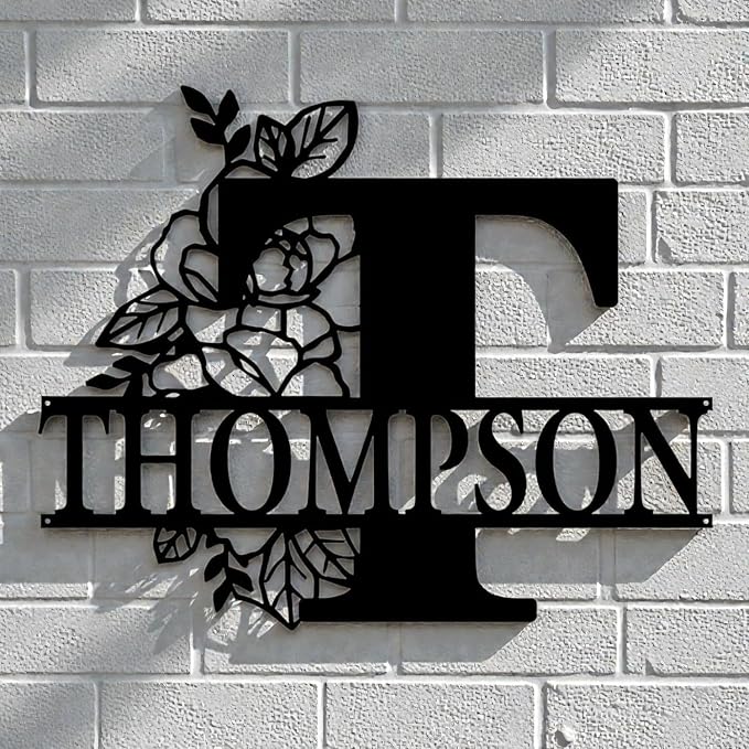 Custom Metal Signs | Personalized Monogram Name Sign | Outdoor Wall Art for Family Name | Custom Name Metal Sign, Last Name, Anniversary, Wedding Gifts for Women, Wife, Parents, couple (6'') (Design 3)