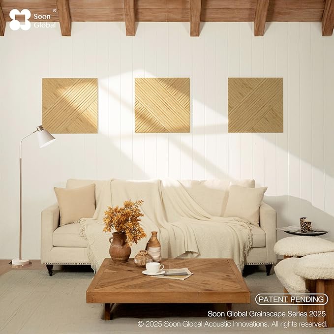 Soon Global Acoustical Wall Panels, 6-Piece 23.62 X 23.62 Inches Art Acoustic Panels, Decorative Acoustic Panels, Acoustic Wall Panels, Sound Absorbing Wall Art, Harvest Cross