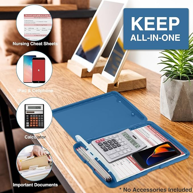 Sooez Clipboards with Storage, High Capacity Clip Boards 8.5x11 with Pen Holder, Heavy Duty Plastic Paper Organization Folder Cases, Letter / A4 Size for Nurse Teachers, School & Office Supplies