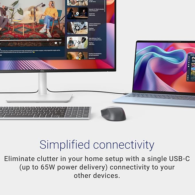 Dell 27 Plus QHD USB-C Monitor - S2725DC - 27-inch QHD (2560x1440) 144Hz 1ms Display, 2 x 3W Speakers, USB-C/HDMI/DisplayPort 1.4 Connectivity, Height/Tilt/Pivot/Swivel, AMD FreeSync - Ash White