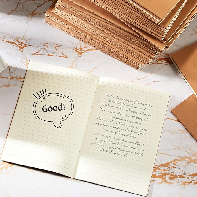 Mimorou 100 Pcs Journals Notebooks Bulk - Kraft Softcover A5 Small Notebooks 5.5 Inch x 8.3 Inch Notepads with 60 Page 30 Sheet for Writing Sketch Travel Office Supplies(Brown,Lined)