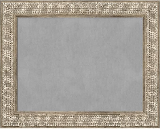 Amanti Art Silver Framed Magnetic Board 24x30 Medium Vision Board for use with Magnets, 100% Metal Sheet to Display Items as Office Decor or for Home Organization in mudroom, Kitchen or Kids Room