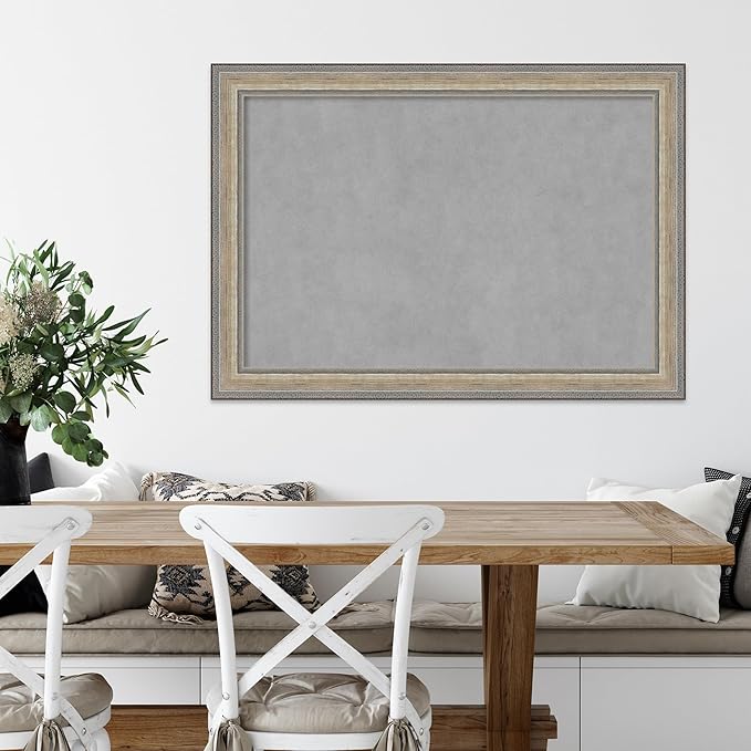 Amanti Art Silver Framed Magnetic Board 29x41 Large Vision Board for use with Magnets, 100% Metal Sheet to Display Items as Office Decor or for Home Organization in mudroom, Kitchen or Kids Room