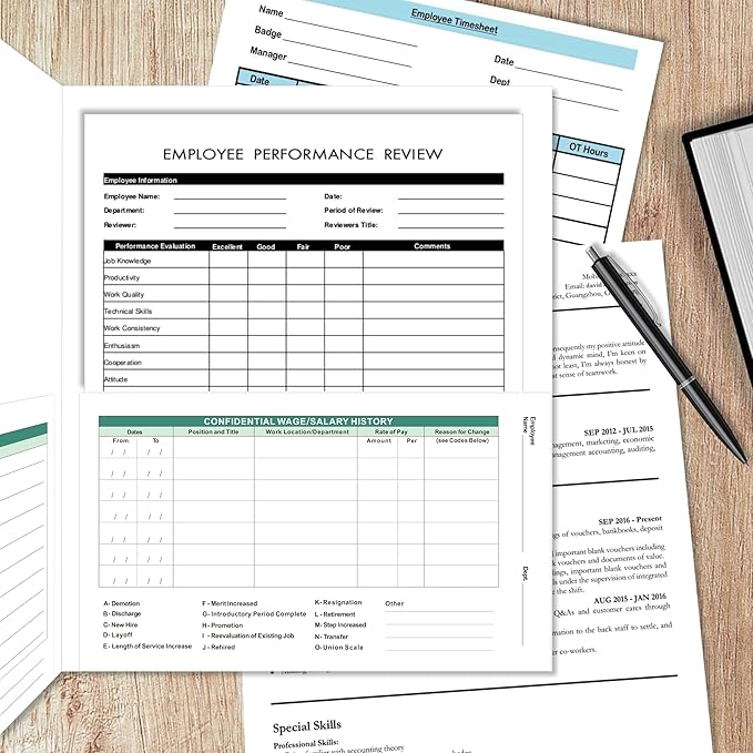 Employee File Folders with Internal Pocket, High Capacity HR Folders for Personnel Records, Durable HR Filing System for Office Organization, 25-Pack (Green)
