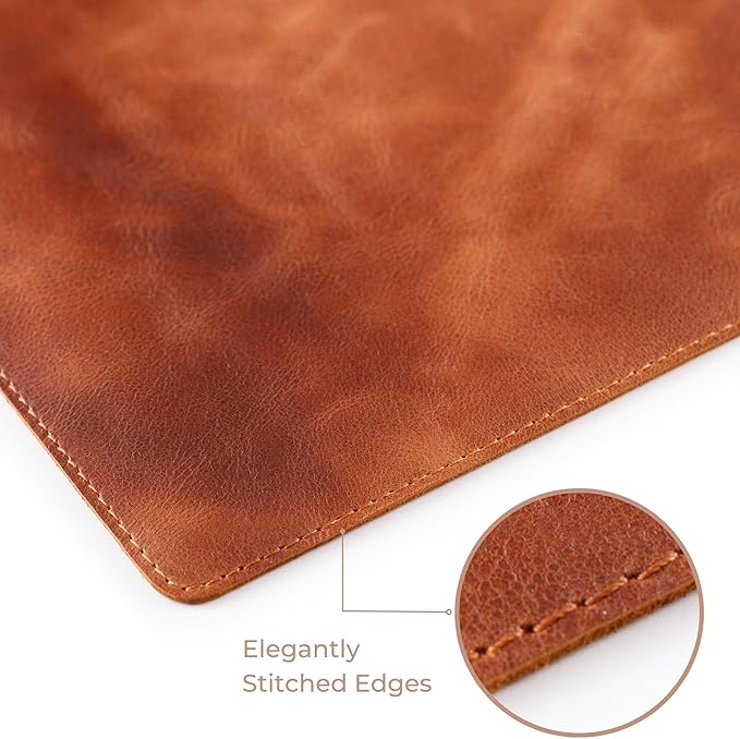 Node Leather Calfskin Leather Desk Pad – Executive Office Desk Mat with Non-Slip Bottom – Smooth Surface for Mouse & Keyboard – Wide Desk Protector 15 3/4" x 38" – Real Leather Desk Blotter