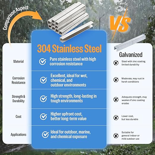 meite 21 Gauge 1/2-inch Crown Upholstery Staples, 304 Stainless Steel with 1/2-inch Leg Length, Heavy Duty Staples for Staple Gun MT8016 (10 Boxes)