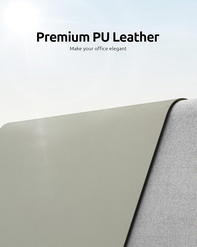 YSAGi Leather Desk Pad Protector, Office Desk Mat, Large Mouse Pad, Non-Slip PU Leather Desk Blotter, Laptop Desk Pad, Waterproof Desk Writing Pad for Office and Home (Olive Beige, 31.5" x 15.8")