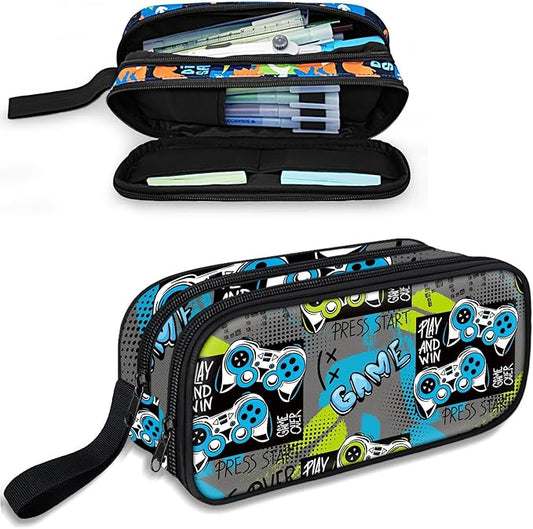 Fitvc Large Pencil Case for Boys,Gamer Boys Pencil Pouch for Kids Teens School,Large Capacity Pen Box Marker Organizer for School