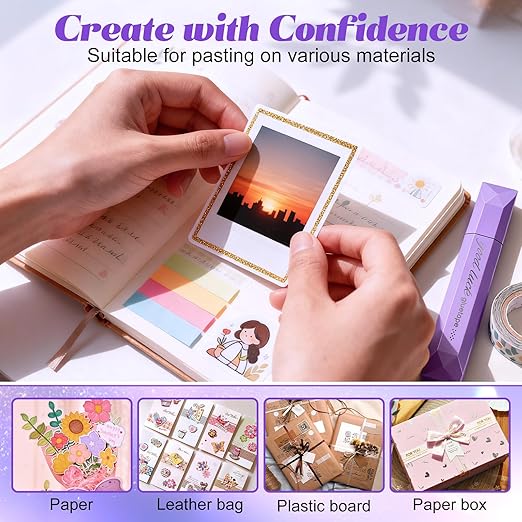 4Pcs Double Sided Tape Pens, 2025 New Multipurpose Double Sided Tape Roller for Scrapbooking, Gift Wrapping, Photo Mounting (Pink)
