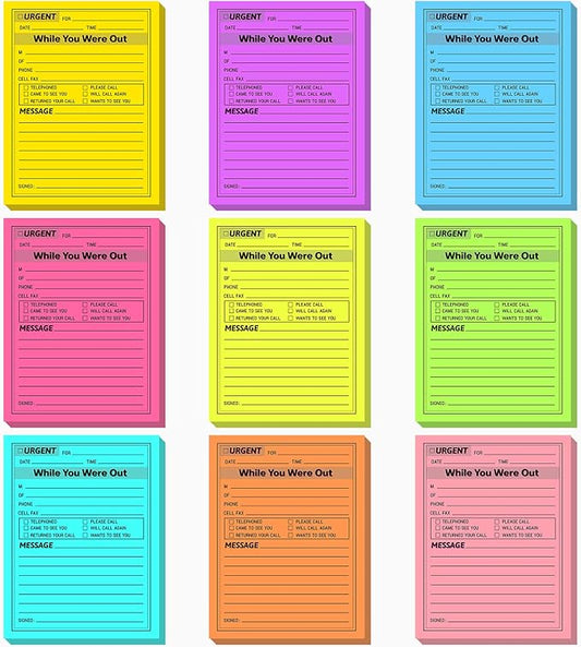 Eaasty 9 Pieces While You were Out Pads 4 x 5 Inches Assorted Colors Sticky Notes Adhesive Message Pads Urgent Notes for Work Call, Office Supplies, 40 Sheets/Pad (Fluorescent Colors)