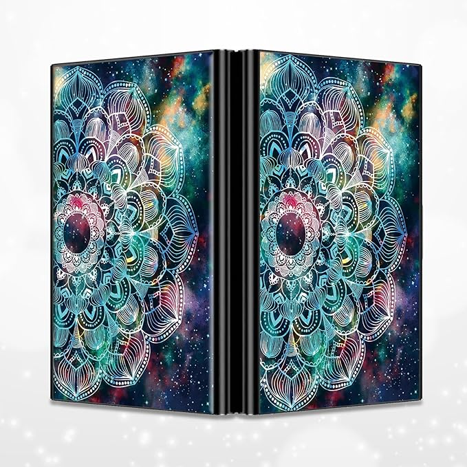 BWEGRHE Slim Credit Card Holder, Art Mandalas RFID Blocking Metal Wallet for Men & Women, Aluminum Minimalist Hard Case Pocket-Sized Business Cards Organizer (Fits Up to 10 Cards)