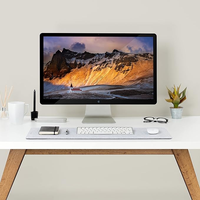 Wolvende Premium Felt Desk Mat | Small 12" x 27.5" | Multifunctional Desk Pad for Home Office | Light Gray